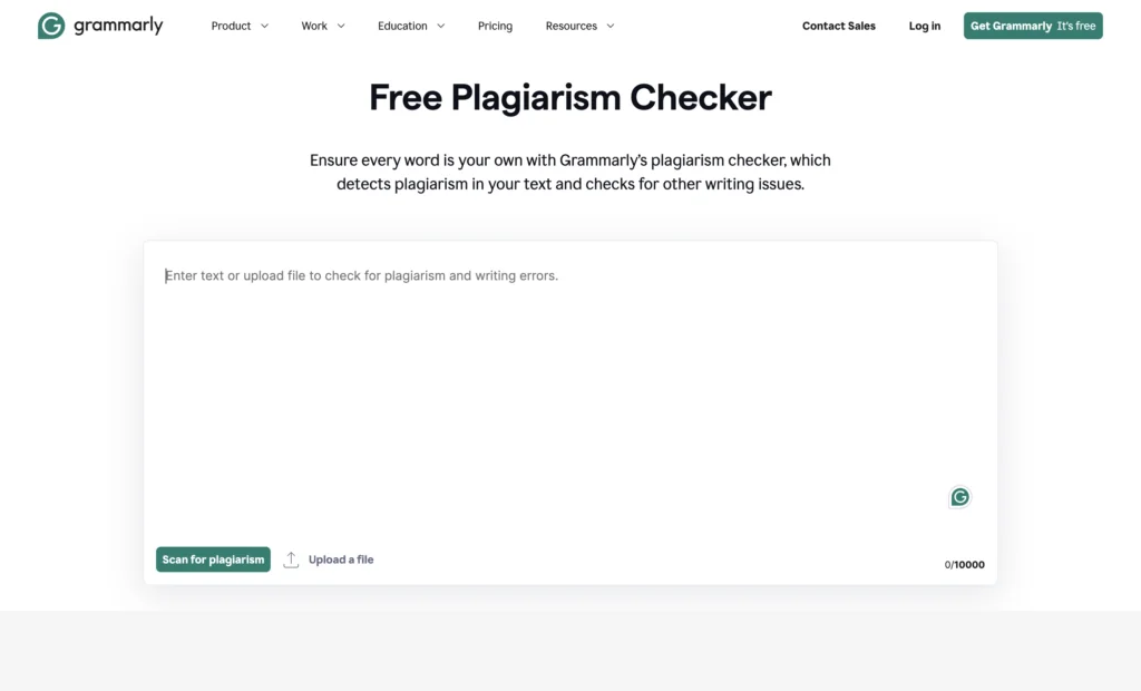 A screenshot of the grammarly plagiarism checker